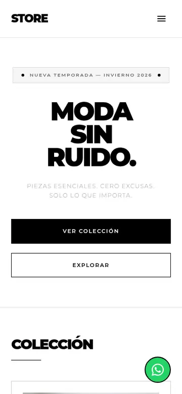 Portada de la demo de tienda de ropa en celular